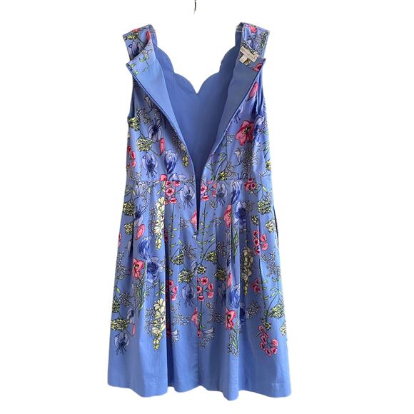 TALBOTS 6P Dress Floral Scalloped Neckline Blue Fit and Flare - Picture 11 of 15